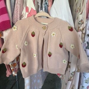 The Blueberry Hill daisies and strawberries cardigan sweater